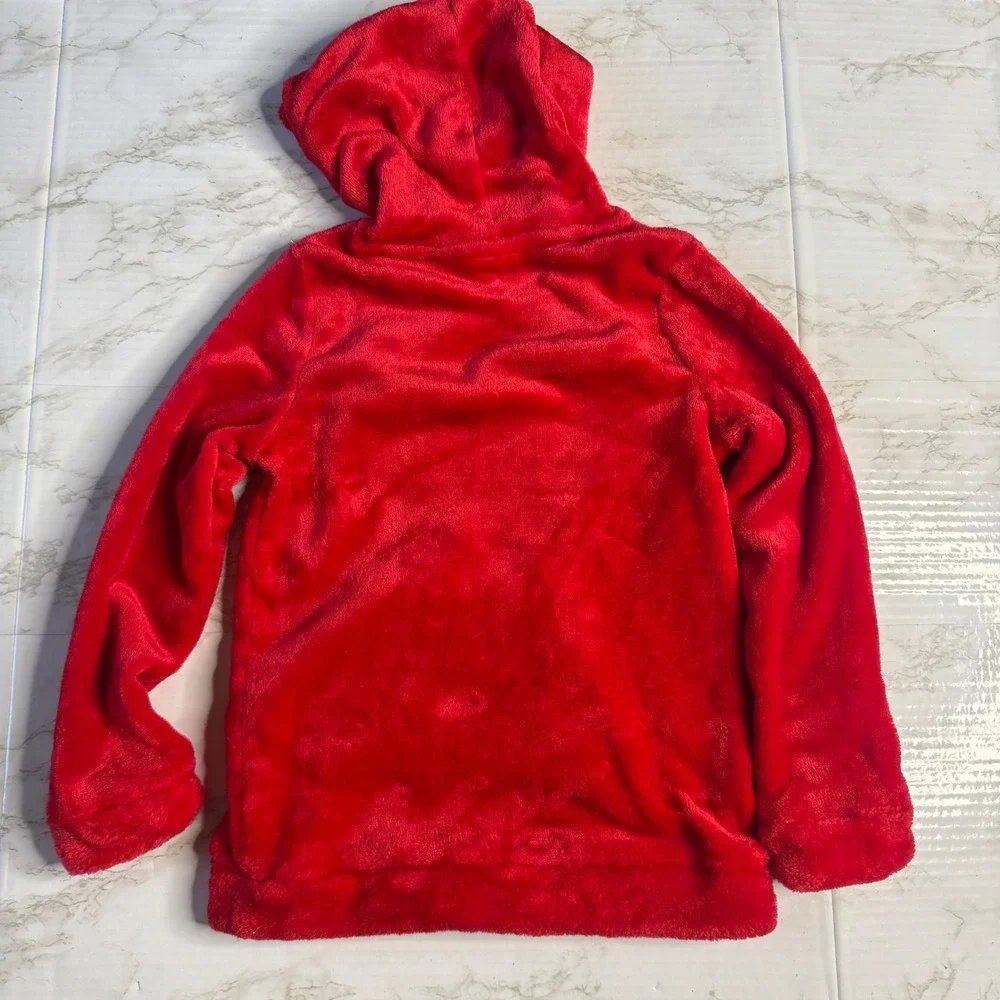 Disney Jumping Beans Kids Minnie Mouse Faux Fur Fleece Hoodie Red Size 5